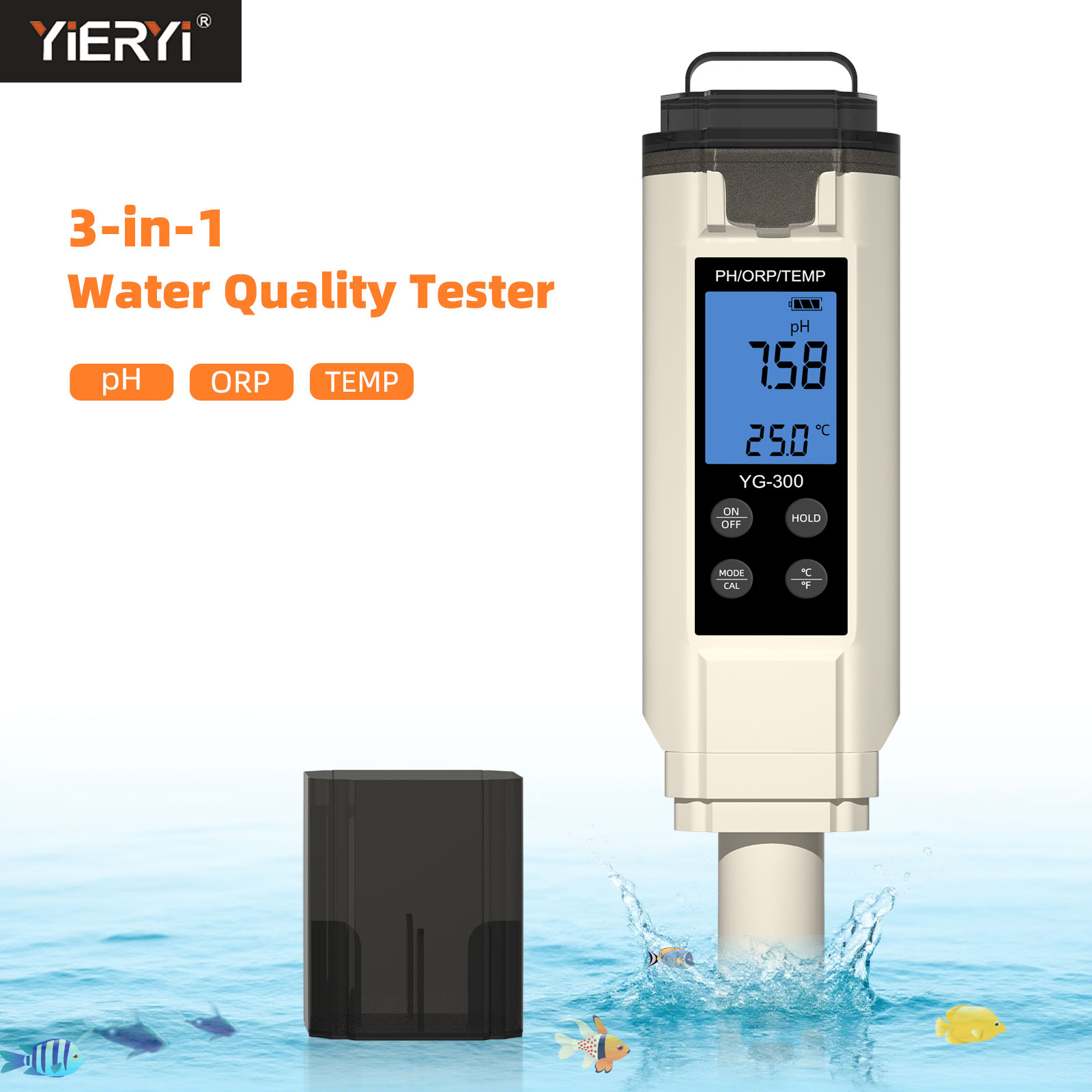 Marine Aquarium Water Analyzer - Yieryi Digital 3 in 1 PH/ORP/Temp