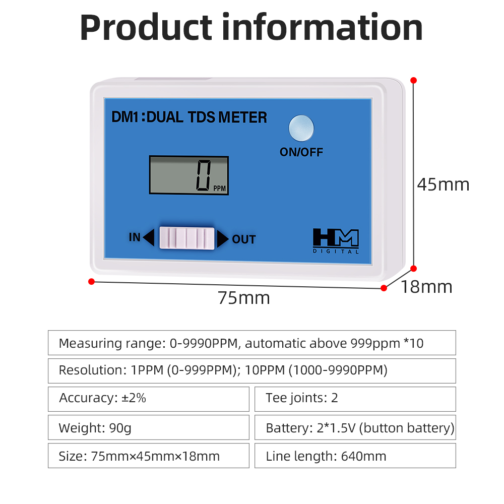 DM1 Dual TDS Water Quality Tes - огляд і ціна Marine Aquarium Water Analyzer